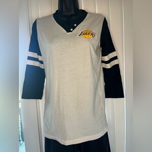 Mitchell & Ness Lakers Black and White Long Sleeve Tee